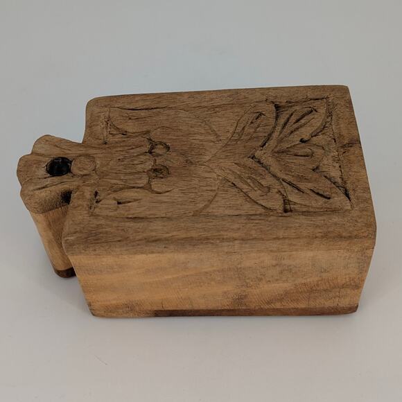 Primitive Carved Wooden Box Lidded Trinket Storage Indian Spice Rustic Stash VTG - Picture 14 of 15